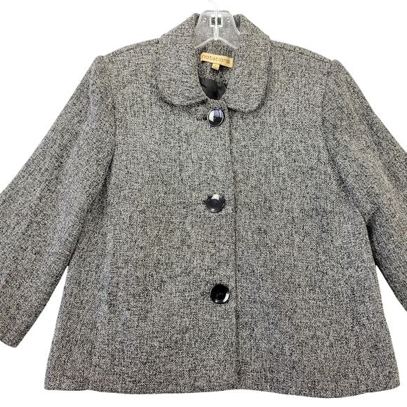 Notations Gray Charcoal Crop Jacket Preppy 3/4 Sleeves Button Up Women's Size S - Picture 1 of 10